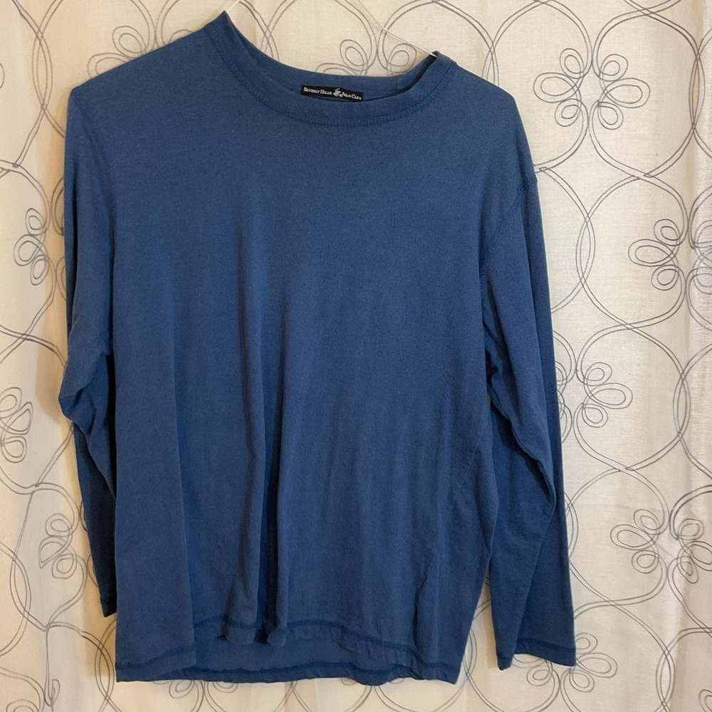 Men's Beverly Hills Polo Club Long Sleeve Blue Shirt Size Medium